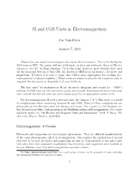 SI and CGS Units in Electromagnetism