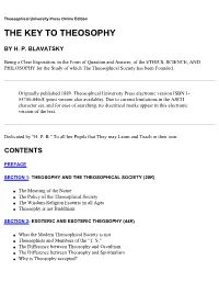 The Key to Theosophy by H. P. Blavatsky