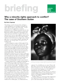 Why a Minority Rights Approach to Conflict? the Case of Southern Sudan