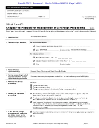 Chapter 15 Petition for Recognition of a Foreign Proceeding 12/15 If More Space Is Needed, Attach a Separate Sheet to This Form