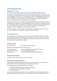 CSF Xanthochromia