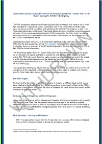 Declarations by Pub-Owning Businesses on Preserving Tied Pub Tenants’ Pubs Code Rights During the COVID-19 Emergency