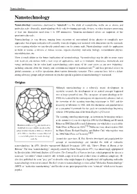 Nanotechnology 1 Nanotechnology