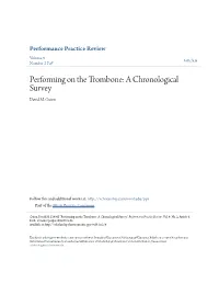 Performing on the Trombone: a Chronological Survey David M