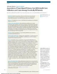 Association of Team-Based Primary Care with Health Care Utilization and Costs Among Chronically Ill Patients