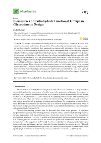 Bioisosteres of Carbohydrate Functional Groups in Glycomimetic Design
