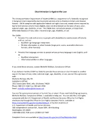 CNMC Non Discrimination Notice and Languages