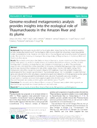 Genome-Resolved Metagenomics Analysis Provides Insights Into the Ecological Role of Thaumarchaeota in the Amazon River and Its Plume Otávio H