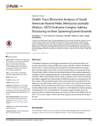 Otolith Trace Elemental Analyses of South American Austral Hake, Merluccius Australis