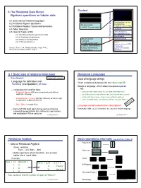 Algebraic Operations on Tabular Data Context 6.1 Basic Idea of Relational