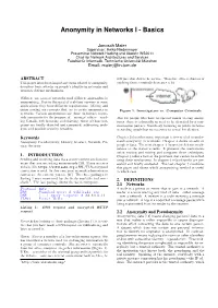 Anonymity in Networks I - Basics