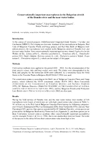 Conservationally Important Macrophytes in the Bulgarian Stretch of the Danube River and the Near Water Bodies