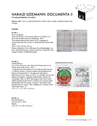 Documenta 5 Working Checklist
