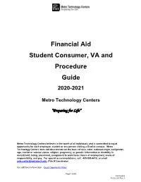Financial Aid Student Consumer, VA and Procedure Guide 2020-2021