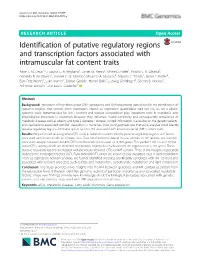 Identification of Putative Regulatory Regions and Transcription Factors Associated with Intramuscular Fat Content Traits Aline S