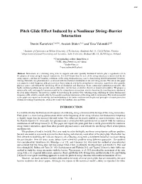 Pitch Glide Effect Induced by a Nonlinear String–Barrier Interaction