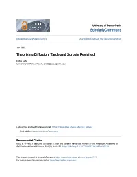Theorizing Diffusion: Tarde and Sorokin Revisited