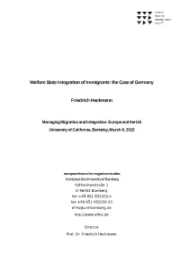 Welfare State Integration of Immigrants: the Case of Germany