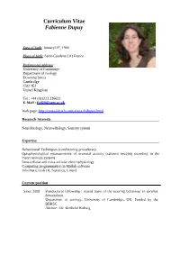 Curriculum Vitae Fabienne Dupuy