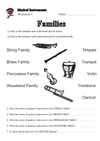 Families 2) Draw a Line Between Each Instrument and Its Orchestral Family