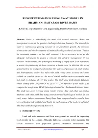 Runoff Estimation Using Swat Model in Brahmani-Baitarani River Basin