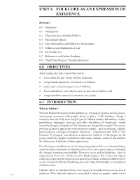 Unit 6 Folklore As an Expression of Existence
