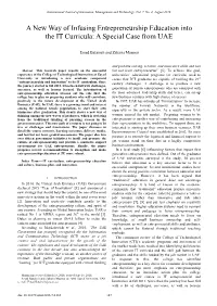 A New Way of Infusing Entrepreneurship Education Into the IT Curricula: a Special Case from UAE