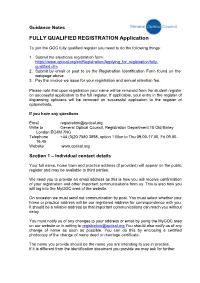 FULLY QUALIFIED REGISTRATION Application