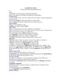GLOSSARY of USAGE Presbyterian College English Department a A, an Use a Before a Consonant Sound, an Before a Vowel Sound