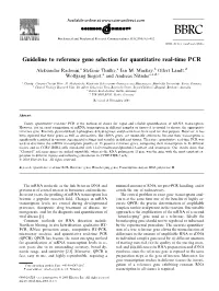 Guideline to Reference Gene Selection for Quantitative Real-Time PCR