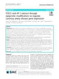 TCF21 and AP-1 Interact Through Epigenetic Modifications to Regulate