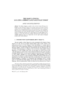 The Makuva Enigma: Locating a Hidden Language in East Timor1