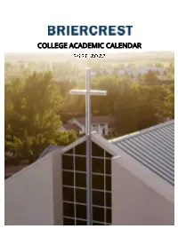 Briercrest College Academic Calendar