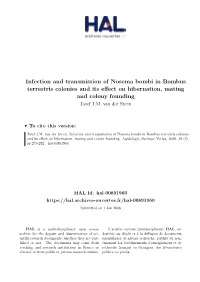 Infection and Transmission of Nosema Bombi in Bombus Terrestris Colonies and Its Effect on Hibernation, Mating and Colony Founding Jozef J.M