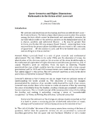 Queer Geometry and Higher Dimensions: Mathematics in the Fiction of H.P. Lovecraft
