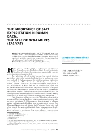 The Importance of Salt Exploitation in Roman Dacia. the Case of Ocna Mureș (Salinae)