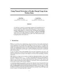 Using Neural Networks to Predict Emoji Usage from Twitter Data