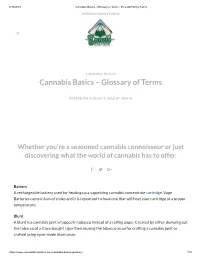 Cannabis Basics – Glossary of Terms