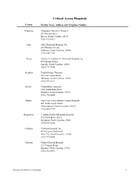 Critical Access Hospitals