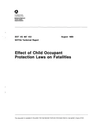 Effect of Child Occupant Protection Laws on Fatalities
