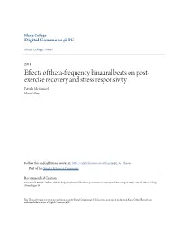 Effects of Theta-Frequency Binaural Beats on Post-Exercise Recovery and Stress Responsivity" (2014)