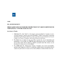 Nmb Re-Advertisement Prequalification Of