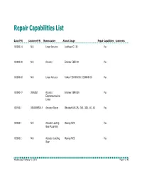 Repair Capabilities List