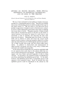 Studies on Wound Healing, with Special Reference to Epithelial Hyperplasia and Its Role in the Process