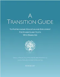 Transition Guide to Postsecondary Education and Employment for Students and Youth with Disabilities, Washington, D.C., 2017