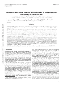Ultraviolet and Visual Flux and Line Variations of One of the Least Variable Bp Stars HD 64740