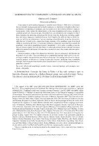 MORPHOSYNTACTIC COMPLEXITY: a TYPOLOGY of LEXICAL SPLITS Greville G