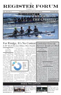 October 2016 the Head of the Charles Continued on Page 24