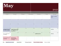 Summer 2021 Testing Schedule 05.13.2021
