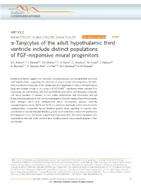 Tanycytes of the Adult Hypothalamic Third Ventricle Include Distinct Populations of FGF-Responsive Neural Progenitors